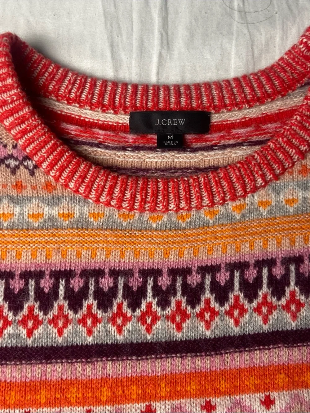 J.Crew women’s Multicolor Fair Isle Crewneck lambs wool blend sweater